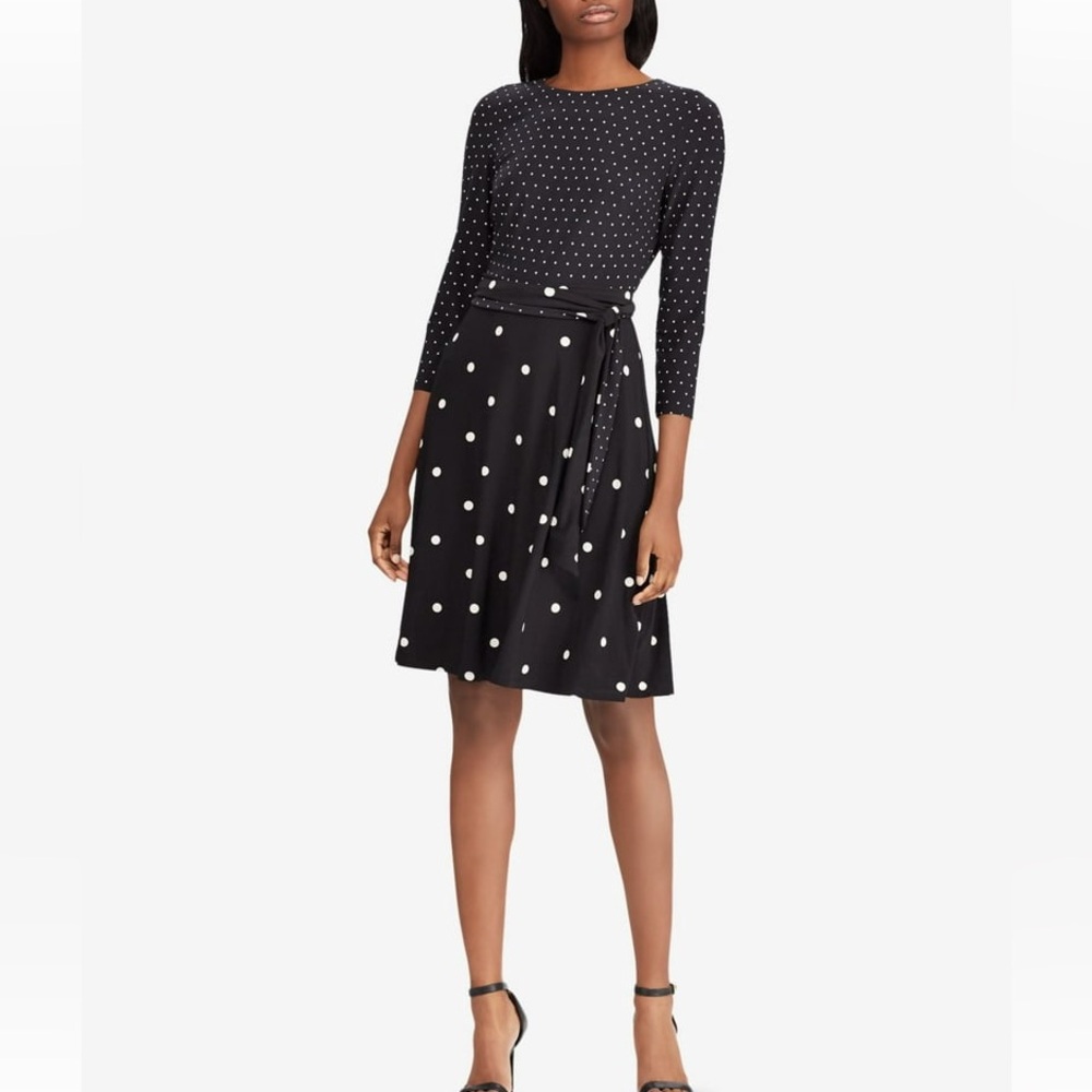 Black Polka Dot Dress, Lauren by Ralph Lauren
